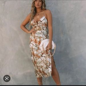 VICI floral satin midi dress